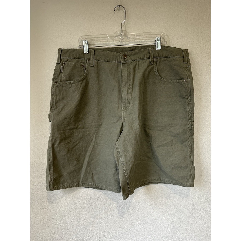 Carhartt Shorts Mens 42 Green B190 LDN Carpenter Canvas Workwear Logo Utility